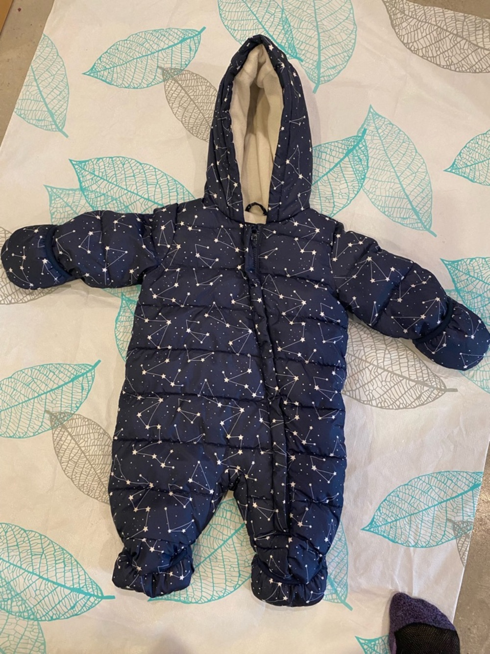 George Navy Constellation Puffer One-Piece Footie snowsuit